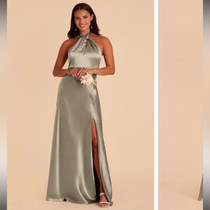 Birdy Grey Satin Dress in Moss Green